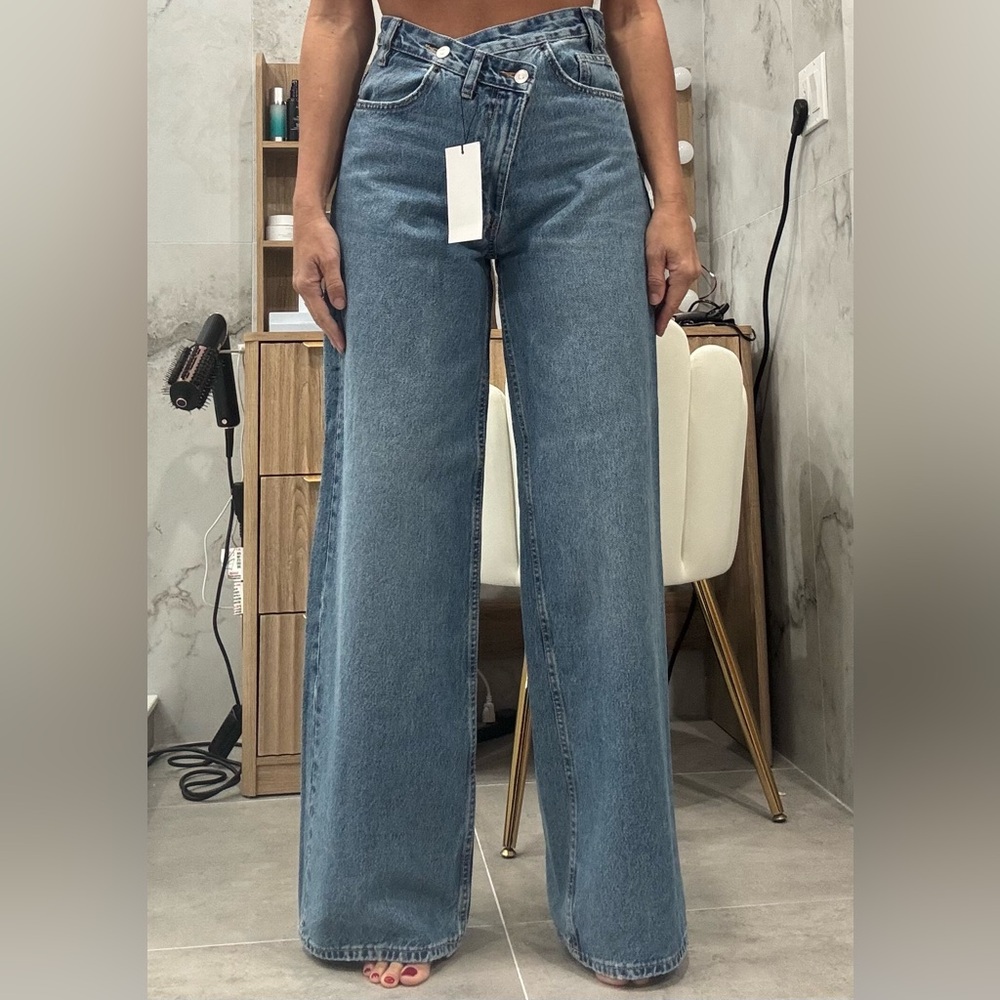 Zara Criss Cross Waist Wide Leg Women's Jeans
